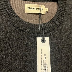 NWT Taylor Stitch The Double Knit Sweater in Charcoal-M-40 Grey Crewneck Men’s
